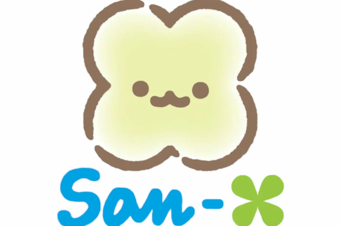 San-X Logo A cute, cartoonish clover with a smiling face and the text "San-x" below.