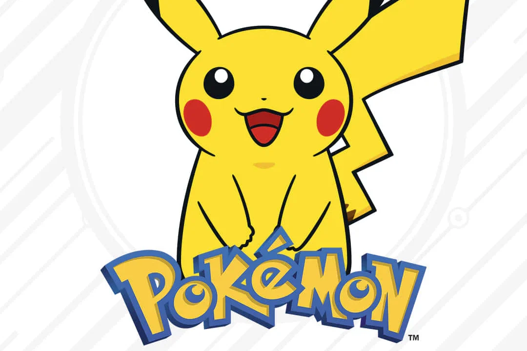 Pokemon Logo Cartoon character Pikachu with Pokemon written below